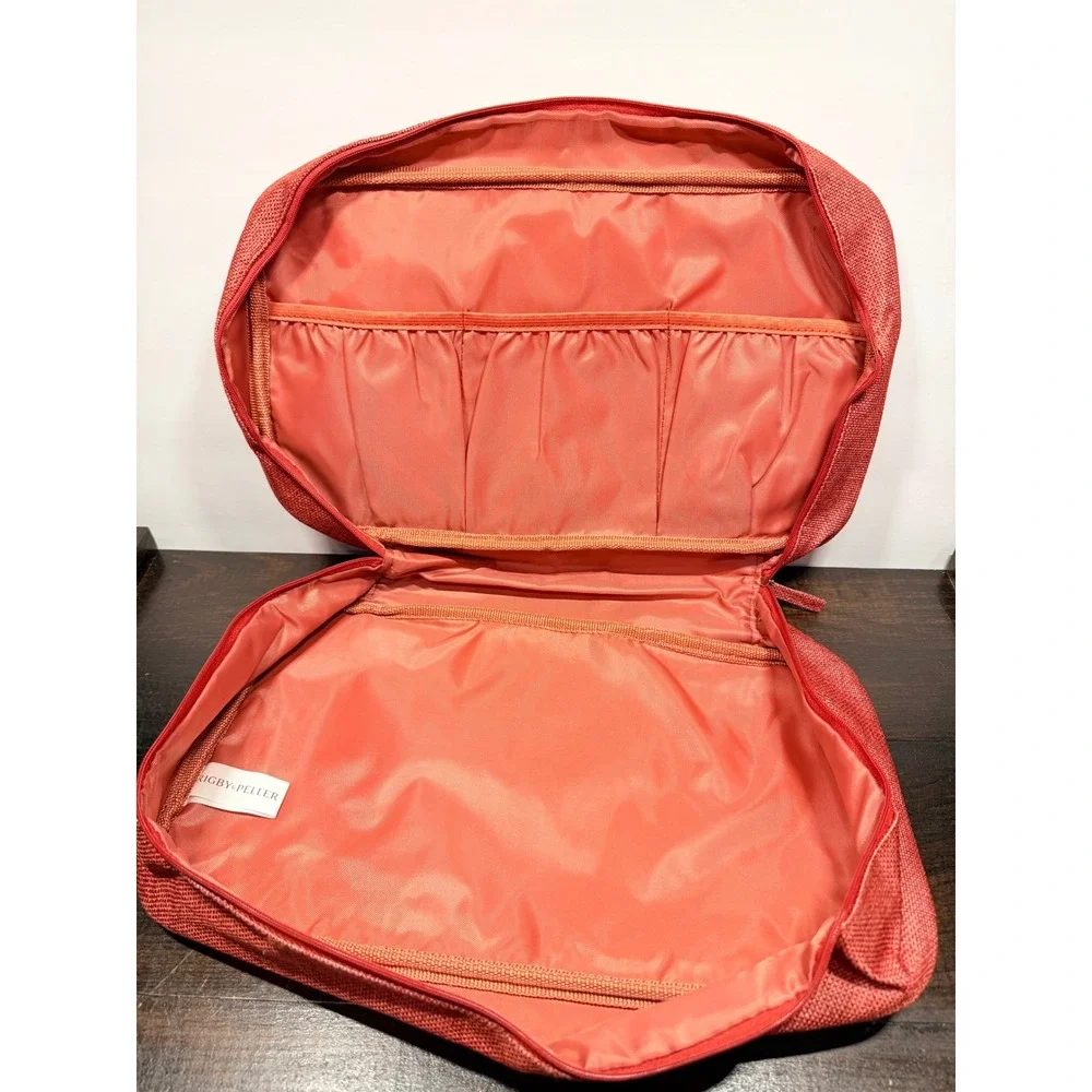 Rigby‎ and Peller Red Canvas Travel Toiletry Makeup Bag Organizer Pouch